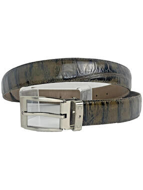 Avanti Leather Belt Brown Alligator Stainless Removable Buckle Italy 42" Length